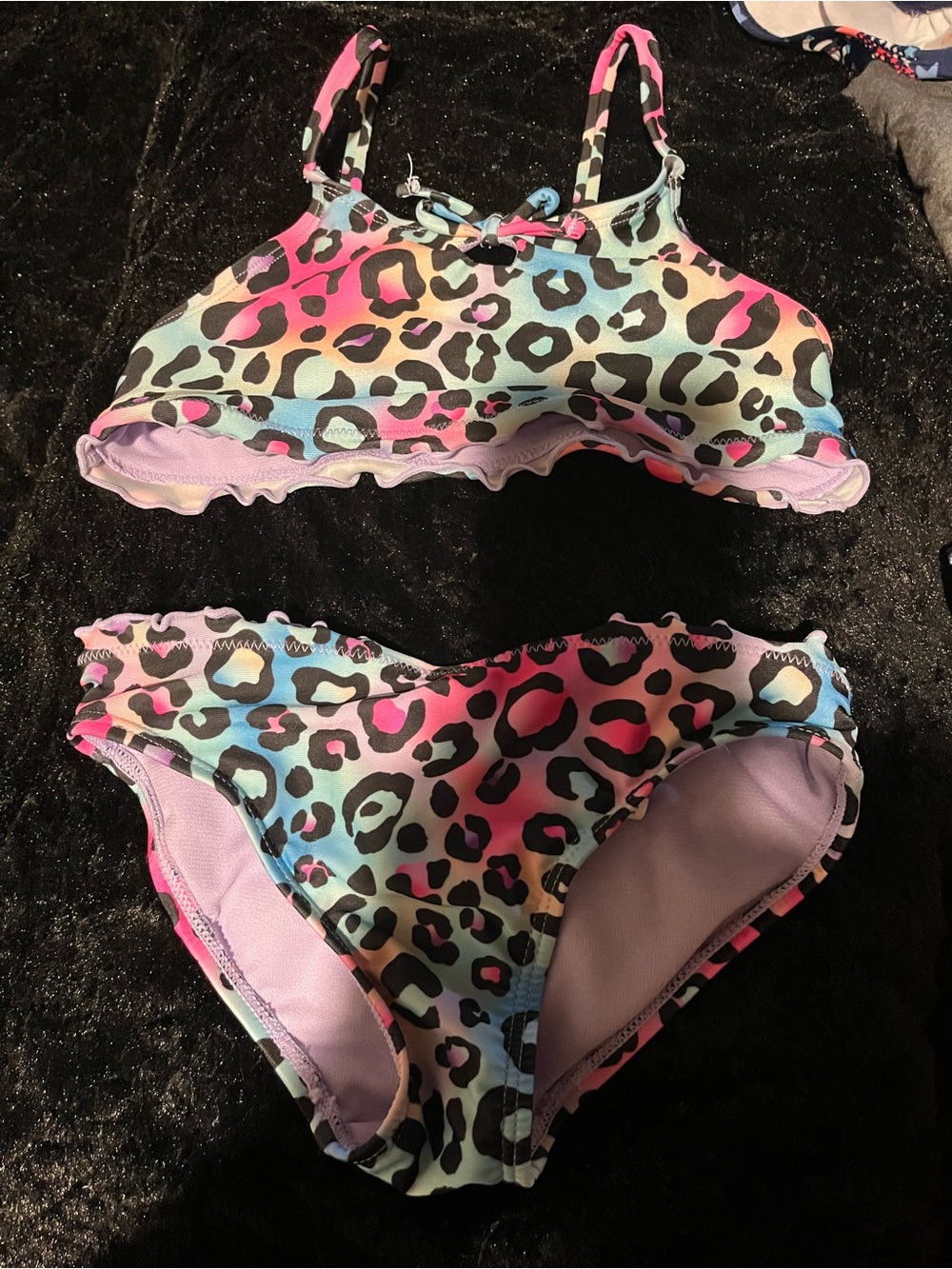 ROAM Pastel Leopard Two-Piece Swim Set — Pink, Blue, Purple